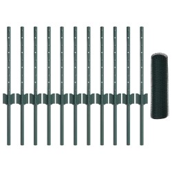 Poteaux de clôture 11 pcs U-Channel Vert 40 cm Acier 