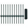 Poteaux de clôture 11 pcs U-Channel Vert 40 cm Acier 