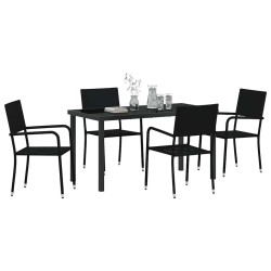 Ensemble de jardin 5 pièces en poly rotin noir. 