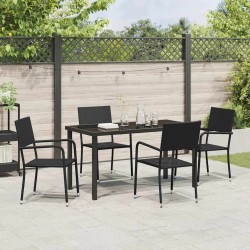 Ensemble de jardin 5 pièces en poly rotin noir. 