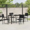 Ensemble de jardin 5 pièces en poly rotin noir. 
