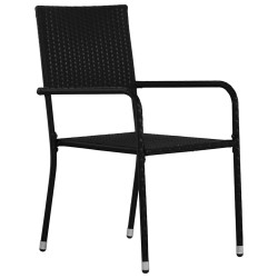 Ensemble de jardin 5 pièces en poly rotin noir. 