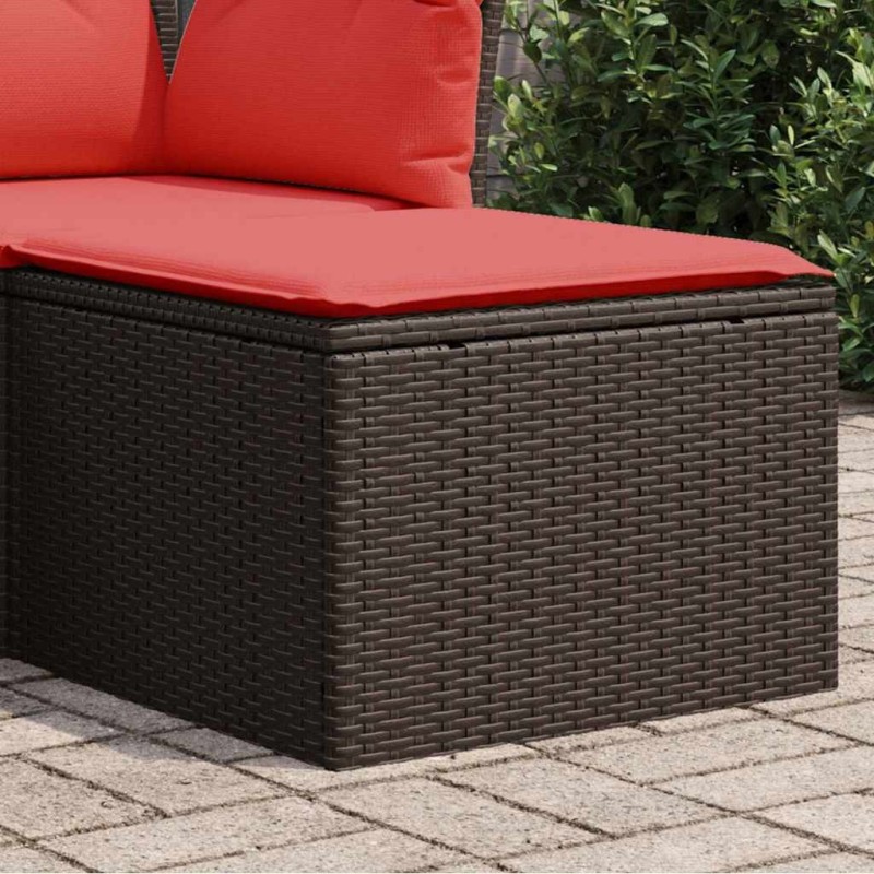Tabouret de jardin avec coussin Marron 55x55x37 cm en Rattan synthétique 