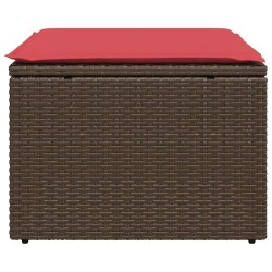 Tabouret de jardin avec coussin Marron 55x55x37 cm en Rattan synthétique 