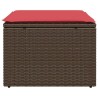 Tabouret de jardin avec coussin Marron 55x55x37 cm en Rattan synthétique 