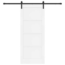 Porte Coulissante avec Ensemble de Matériel Blanche 83x202 cm Bois Massif Pin 