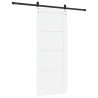 Porte Coulissante avec Ensemble de Matériel Blanche 83x202 cm Bois Massif Pin 