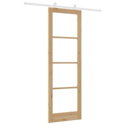 Porte Coulissante avec Ensemble de Quincaillerie 'ORKDAL'Bois Massif & Verre 