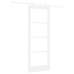 Porte coulissante avec quincaillerie 'ORKDAL'blanche en MDF et verre 