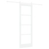 Porte coulissante avec quincaillerie 'ORKDAL'Bois massif blanc et verre 