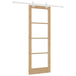Ensemble de Porte Coulissante avec Matériel 78x211 cm Bois Massif Pin 