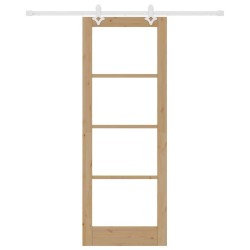 Ensemble de Porte Coulissante avec Matériel 78x211 cm Bois Massif Pin 