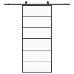 Porte coulissante kit de quincaillerie noir 90x205 cm verre ESG 