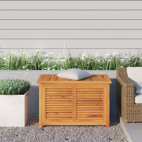 Boîte de rangement de jardin et sac 90x50x58cm bois massif teck 