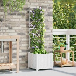 Jardinière de jardin avec treille blanche 40x40x143 cm 