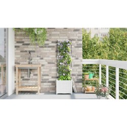 Jardinière de jardin avec treille blanche 40x40x143 cm 