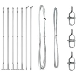 Ensemble de poteaux de clôture 7 pcs Argent Ø32mm 160 cm 