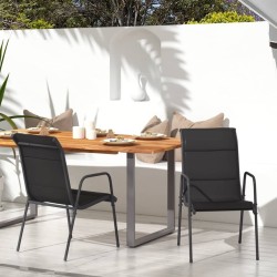Chaises de jardin lot de 2 Acier et textilène Noir 