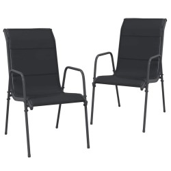 Chaises de jardin lot de 2 Acier et textilène Noir 