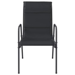 Chaises de jardin lot de 2 Acier et textilène Noir 