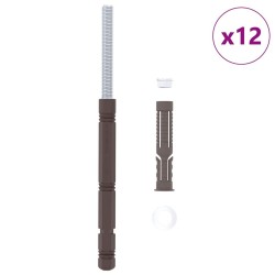 Supports de étagère flottante 12 pcs Marron Ø14 x 210 mm Acier 