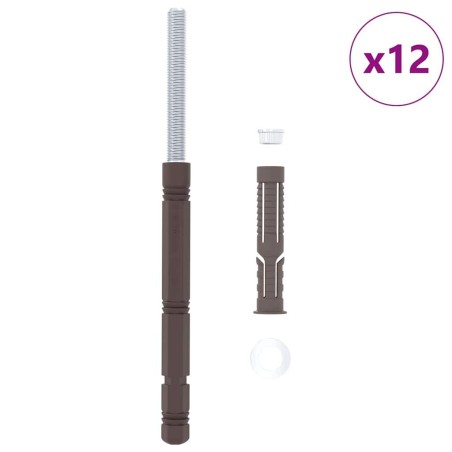 Supports de étagère flottante 12 pcs Marron Ø14 x 210 mm Acier 