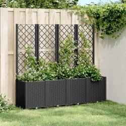 Jardinière avec treillis noir 160x40x140 cm PP 