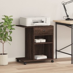 Support d'imprimante avec roulettes chêne marron 60x40x68,5 cm 