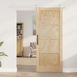 Porte coulissante avec matériel 83x202 cm Bois massif de pin 
