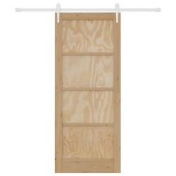 Porte coulissante avec matériel 83x202 cm Bois massif de pin 