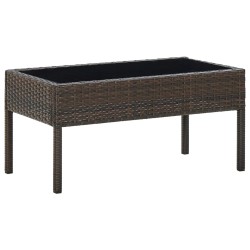 Table de jardin Marron 75x40x37 cm Résine tressée 