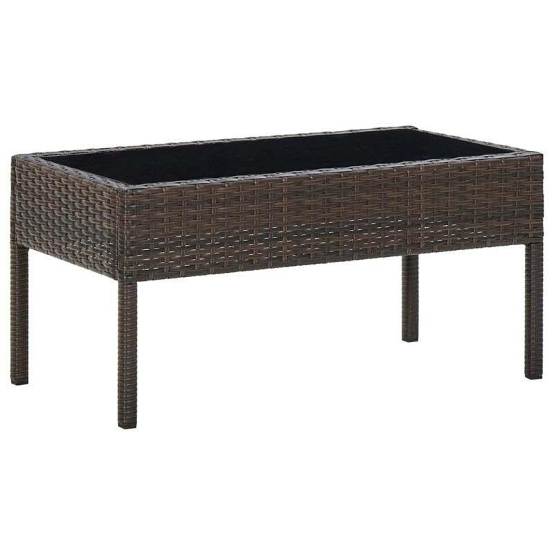 Table de jardin Marron 75x40x37 cm Résine tressée 