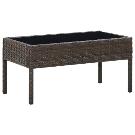 Table de jardin Marron 75x40x37 cm Résine tressée 