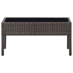 Table de jardin Marron 75x40x37 cm Résine tressée 