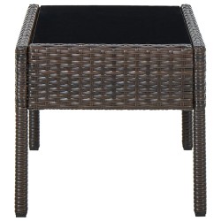 Table de jardin Marron 75x40x37 cm Résine tressée 