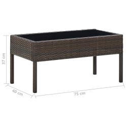 Table de jardin Marron 75x40x37 cm Résine tressée 
