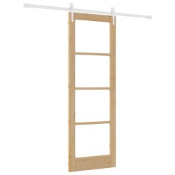 Porte coulissante avec kit de quincaillerie 73.5x211 cm Bois massif en pin 