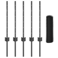 Piliers de clôture 5 pcs U-Channel gris 60 cm acier 