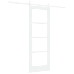 Porte Coulissante avec Ensemble Matériel Blanche 73,5x198,5 cm Bois Massif Pin 