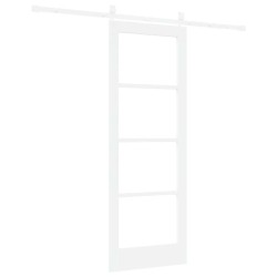 Porte Coulissante avec Ensemble Matériel Blanche 73,5x198,5 cm Bois Massif Pin 