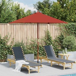 Parasol d'extérieur avec mât en bois 150x200 cm Terre cuite 