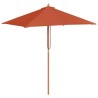 Parasol d'extérieur avec mât en bois 150x200 cm Terre cuite 