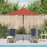 Parasol d'extérieur avec mât en bois 150x200 cm Terre cuite 