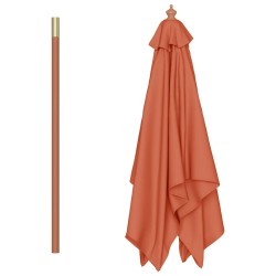 Parasol d'extérieur avec mât en bois 150x200 cm Terre cuite 