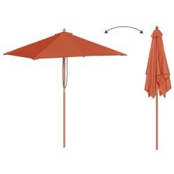 Parasol d'extérieur avec mât en bois 150x200 cm Terre cuite 