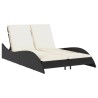 Chaise longue avec coussins noir 114x205x73 cm résine tressée 