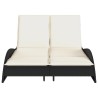 Chaise longue avec coussins noir 114x205x73 cm résine tressée 