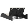 Chaise longue avec coussins noir 114x205x73 cm résine tressée 
