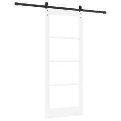 Porte Coulissante avec Quincaillerie 'ORKDAL'Bois Massif Blanc & Verre 