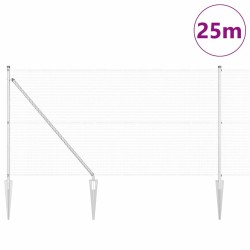 Clôture en Fil Soudé avec 13 Poteaux en Pointe 1x25 m Acier Galvanisé 